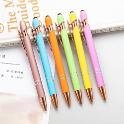 Manufacturers promotion customization Hot click press metal ballpoint pen rose gold ballpoint pen sample custom color LOGO