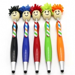 Doll Head Touch ballpoint pen Cartoon Tie Boy ballpoint Pen 3 in 1 multifunctional plastic pen