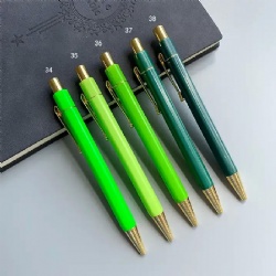 Custom color hexagonal plastic ballpoint pen promotion pen Press the ballpoint pen