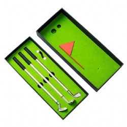 Promotion Mini Golf Set Gift Metal Ballpoint pen Three metal pens Golf Club Event Gift Golf club pens