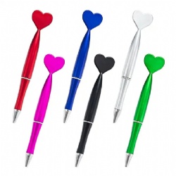 Custom various shapes of plastic rotating pen Christmas stationery wholesale love ballpoint pen
