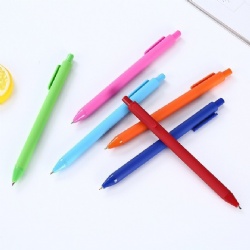 Simple solid color press plastic ballpoint pen Candy color Macaron color gift promotion ballpoint pen can print customized LOGO