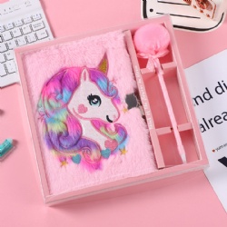 Custom cute plush unicorn notebook set students love gifts