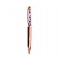 Rose Gold Pen Kawaii luxury Crystal Ballpoint Pen For School Office Flow Oil Crystal Gold Foil Metal Gift Pens Writing 0.7mm