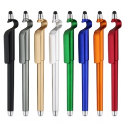 Wholesale Metal Multifunctional Cell Phone Holder Ballpoint Pen with Touch Head 3-in-1 Stylus