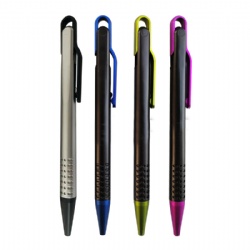 Custom click and press plastic ballpoint pen two-color mixing spray painting printing LOGO writing smooth