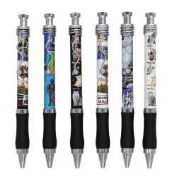 Plastic click Wire hook ballpoint pen Full plate color print LODO travel souvenirs advertising pen clip Plastic ballpoint pen