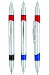 Manufacturers custom cheap plastic ballpoint pen double head writing red blue pen refill can be customized LOGO