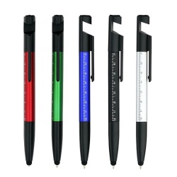 Multi-functional plastic ballpoint pen with scale can be touched