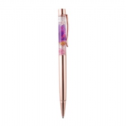 Cheapest in-oil dry flower metal ballpoint pen Quicksand Gift pen Custom company LOGO Rose gold