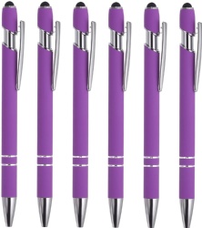 Ballpoint Pen with Stylus Tip 12 Pack 2 in 1 Metal Pen Black Ink 1.0mm Medium Point Stylus Pen for Touch Screens Style 1 Purp