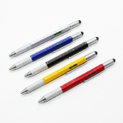 6 in 1 multifunctional metal ballpoint pen Level Stylus Function Pen Scale pen