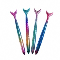 Beautiful light color change mermaid Tail stylus Cute plastic ballpoint pen Girl cute plastic pen
