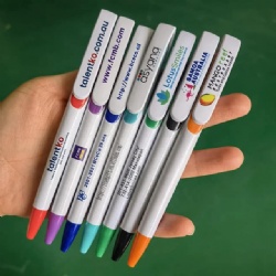 Cheap plastic click ballpoint pen White custom LOGO Ballpoint pen