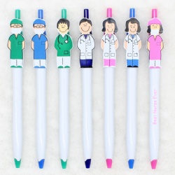 Customized cute plastic hospital doctors and nurses Click ballpoint pen cartoon doctors and nurses pen clip avatar