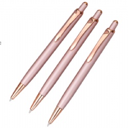 Promotion OEM Color Personalized Lovely Rose Gold Custom Logo Aluminum Rod Metal Click Ballpoint Pen