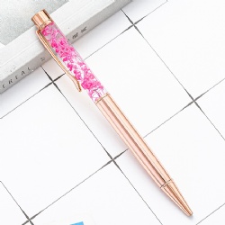 Cheapest in-oil dry flower metal ballpoint pen Quicksand Gift pen Custom company LOGO Rose gold